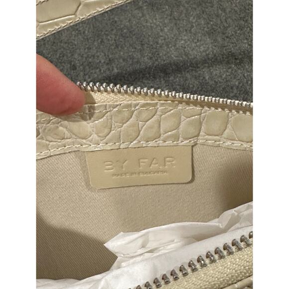 By Far Rachel Shoulder Bag Off White NWT Croc Embossed Leather Silver Hardware - Picture 9 of 11